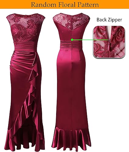 Miniatura 4 de VFSHOW Vestido largo formal de noche con volantes fruncidos para mujer, para baile de graduación, con diseño de corazón