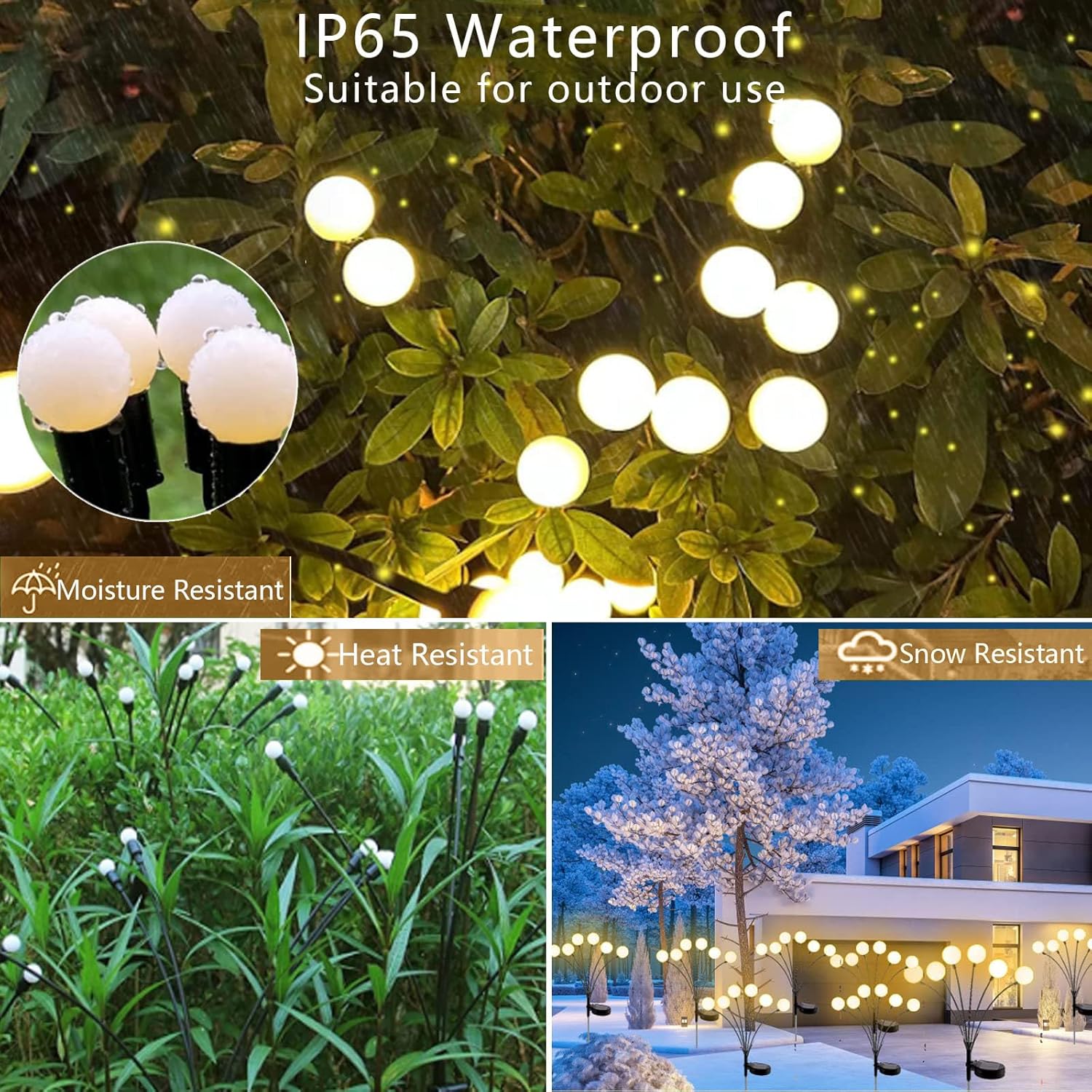 4 Pack Solar Garden Lights Outdoor, 24 LED Firefly Light, Solar Fairy Lights for Outside Waterproof, 2 Modes, Fairy Lightss for Garden Pathway & Patio Decor