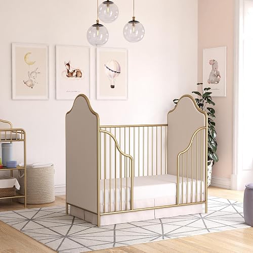 Piper Upholstered Metal Crib, Gold