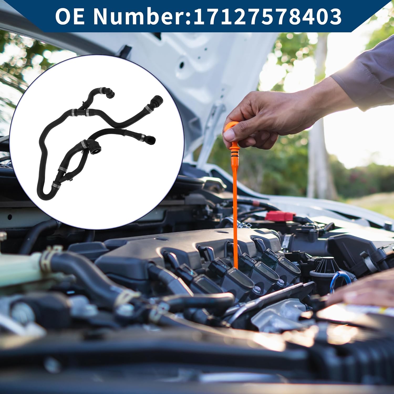 No.17127578403 Radiator Hose for BMW 5 SERIES F10 523i 528i 530i 2009-2013 Engine Engine Coolant Recovery Tank Hose Good Sealing Rubber 1 Pc Black