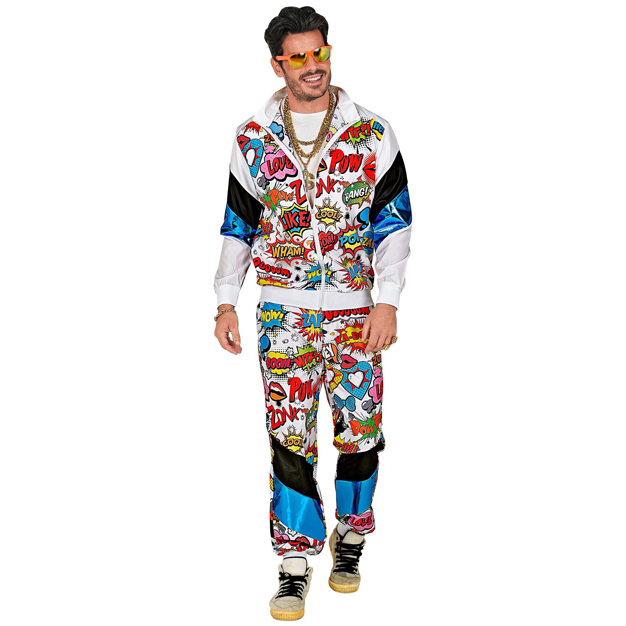 W WIDMANN MILANO Party Fashion - Disfraz de chándal, motivos, EE. UU., atuendo de los años 80, chándal para carnaval y fiestas
