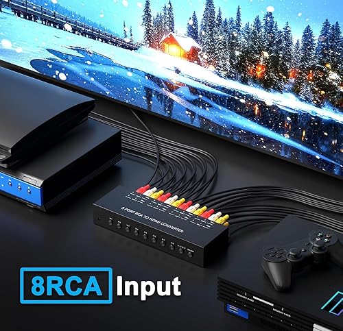 Miniatura 55 de 4 AV a HDMI, 1080P/720P 4 vías RCA compuesto CVBS AV Switch a HDMI convertidor adaptador compatible 4:3/16:9 conmutación, para Sega Xbox PS1 PS2 PS3