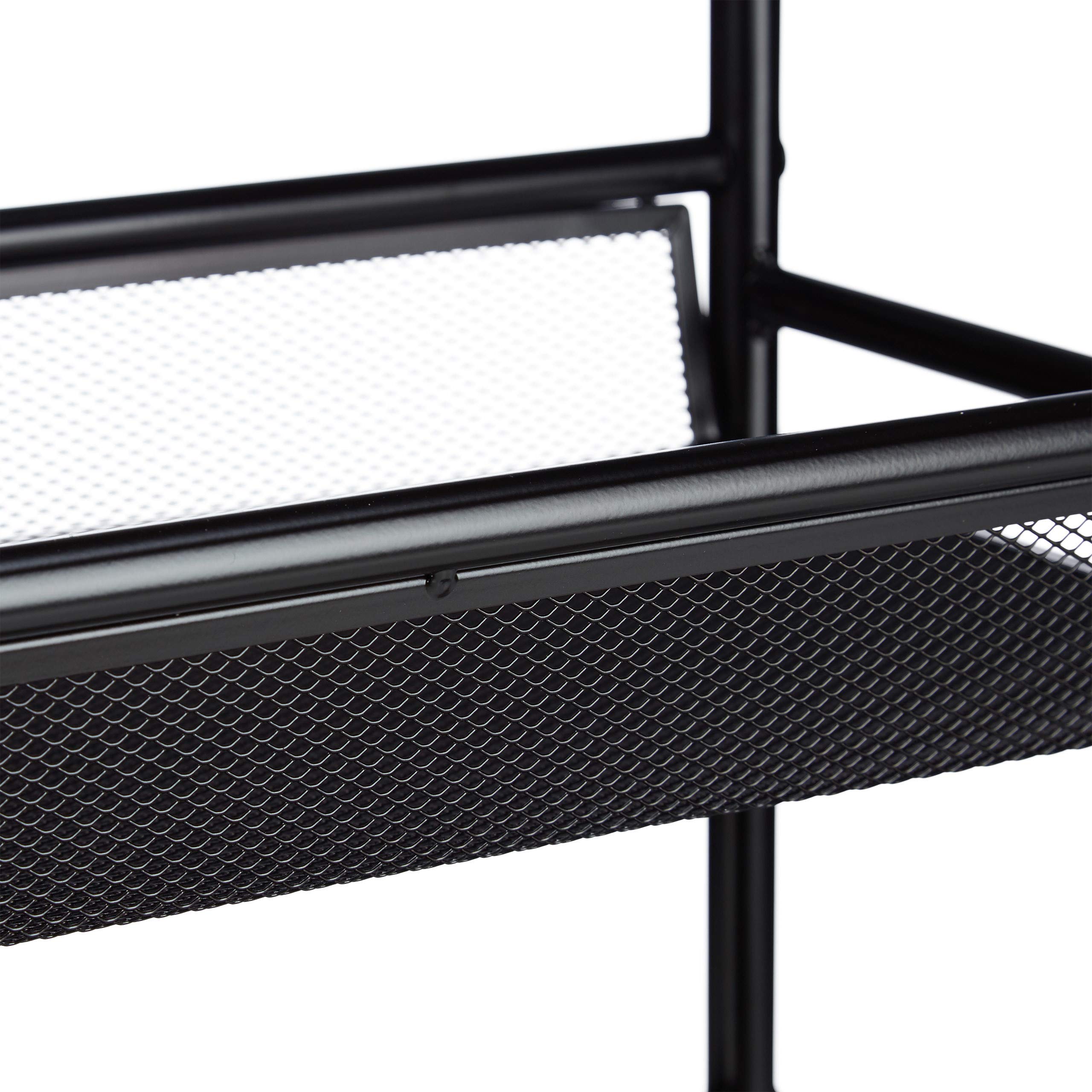 Relaxdays Carrito Auxiliar de 4 Pisos, Carro Cocina, Baño, Camarera, Almacenaje, Metal, 1 Ud., 81 x 26 x 50 cm, Negro