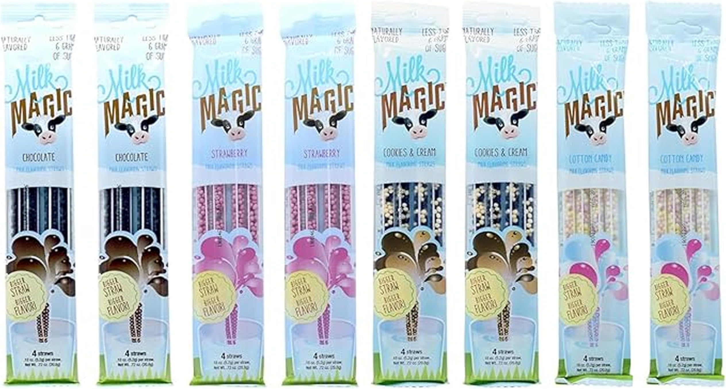 Magic Straws Milk Milk Flavoring 36 Assorted Flavor Vanilla Milkshake Strawberry Banana Chocolate Strawberry Neapolitan Cotton Candy