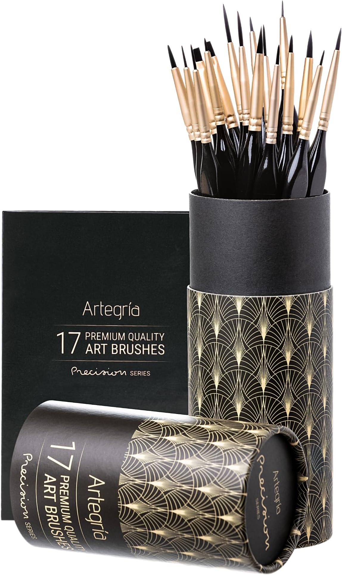 Detail Paint Brush Set, 17 Miniature Brushes with Fine Tips and Ergonomic Handles, for Small Scale Models, Figurines, Paint by Numbers for Adults