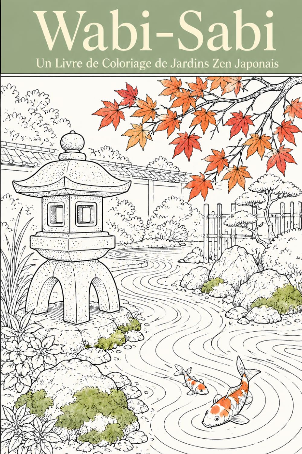Wabi-Sabi: Un Livre de Coloriage en Traits Fins de Jardins Zen Japonais et de Nature Paisible pour la Détente des Adultes