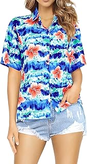 LA LEELA Women's Camp Overshirt Hawaiian Blouse Tops