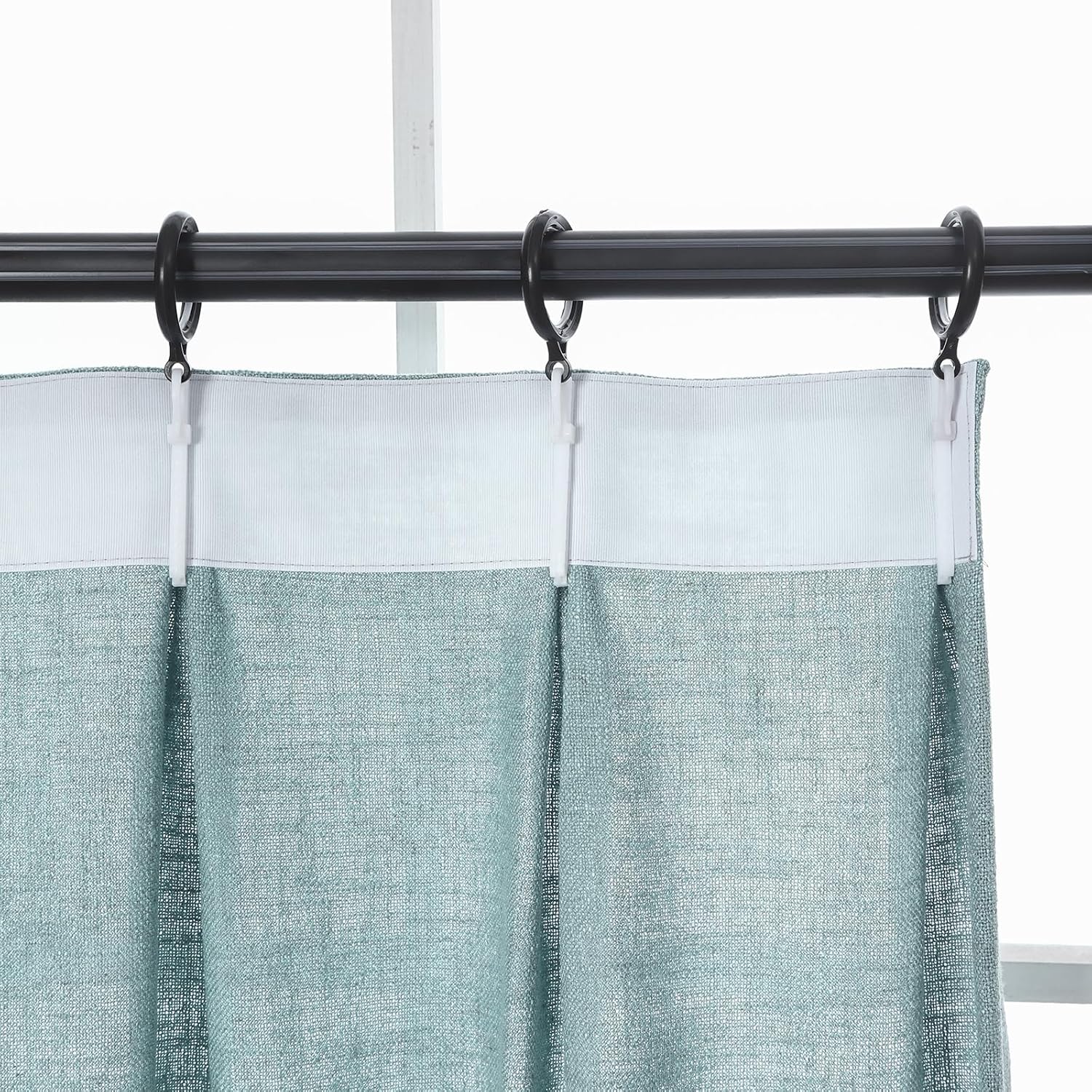 Pinch Pleat Curtain, 100 W x 106 L inch Room Darkening Cotton Linen Curtain Drape Panel for Living Room and Silding Door (1 Single Panel, Light Blue)