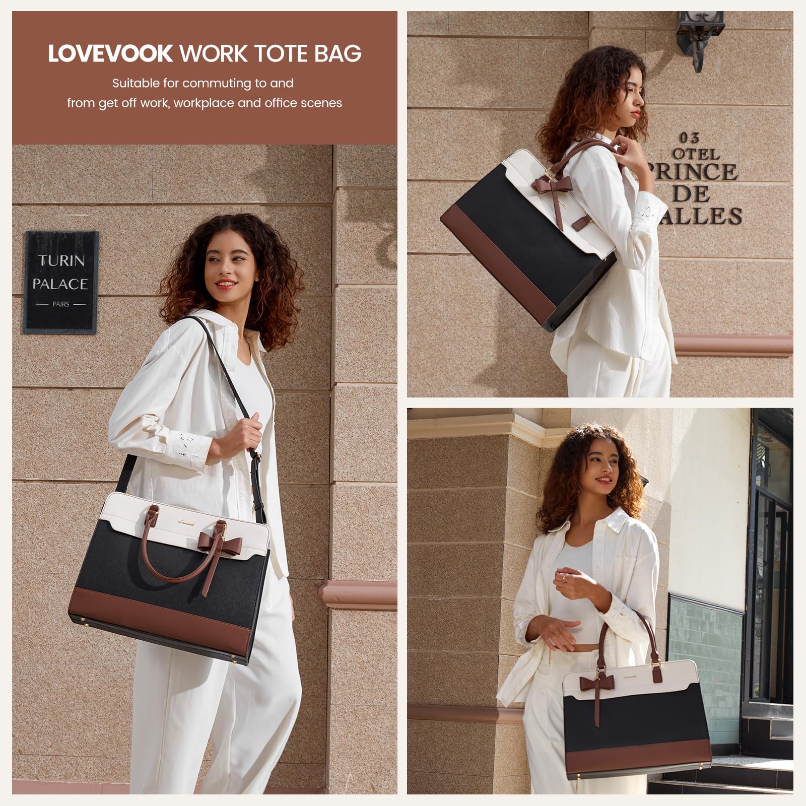 LOVEVOOK Handtasche Damen Groß, 15,6 Zoll Laptoptasche Arbeitstasche Elegant Uni Tasche Schultasche Lehrertasche, PU Leder Aktentasche Business Shopper Tasche Tote Bag für Schule Büro Arbeit