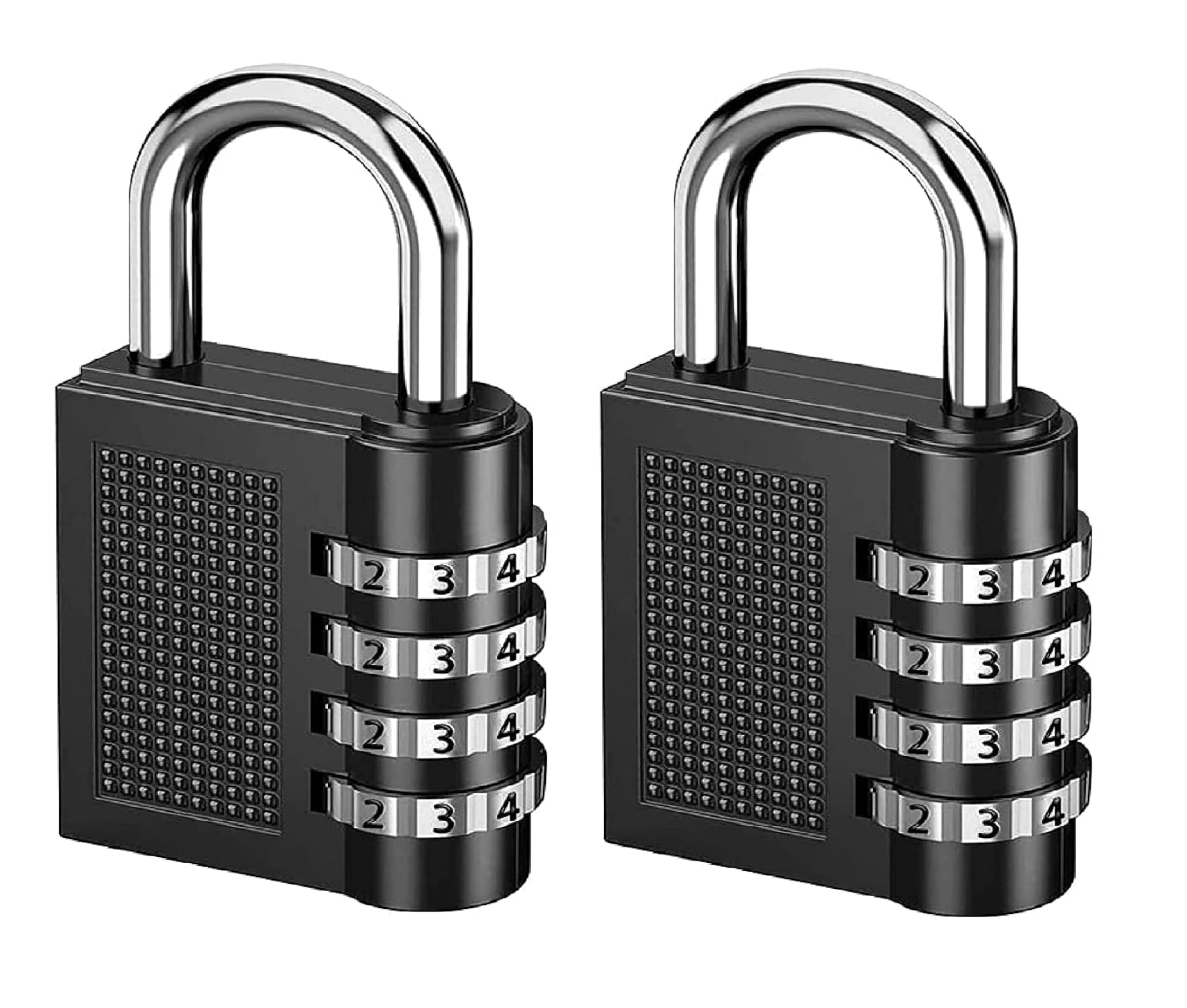 Craviing Black 2Pcs Combination Padlocks, 4 Digit 40Mm, Padlock With Code, Suitable For Gym Lockers, School, Travel Bags, Shed Doors, Gates, Backyard Fences, Bicycle Chain, Hasp Lock (Black)