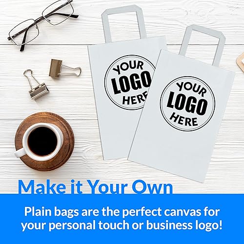 Miniatura 5 de Reli. Paquete de 110 | 5.25 x 3.25 x 8 pulgadas | Pequeñas bolsas de regalo blancas con asas | Compra de papel kraft, bolsa de papel blanco para