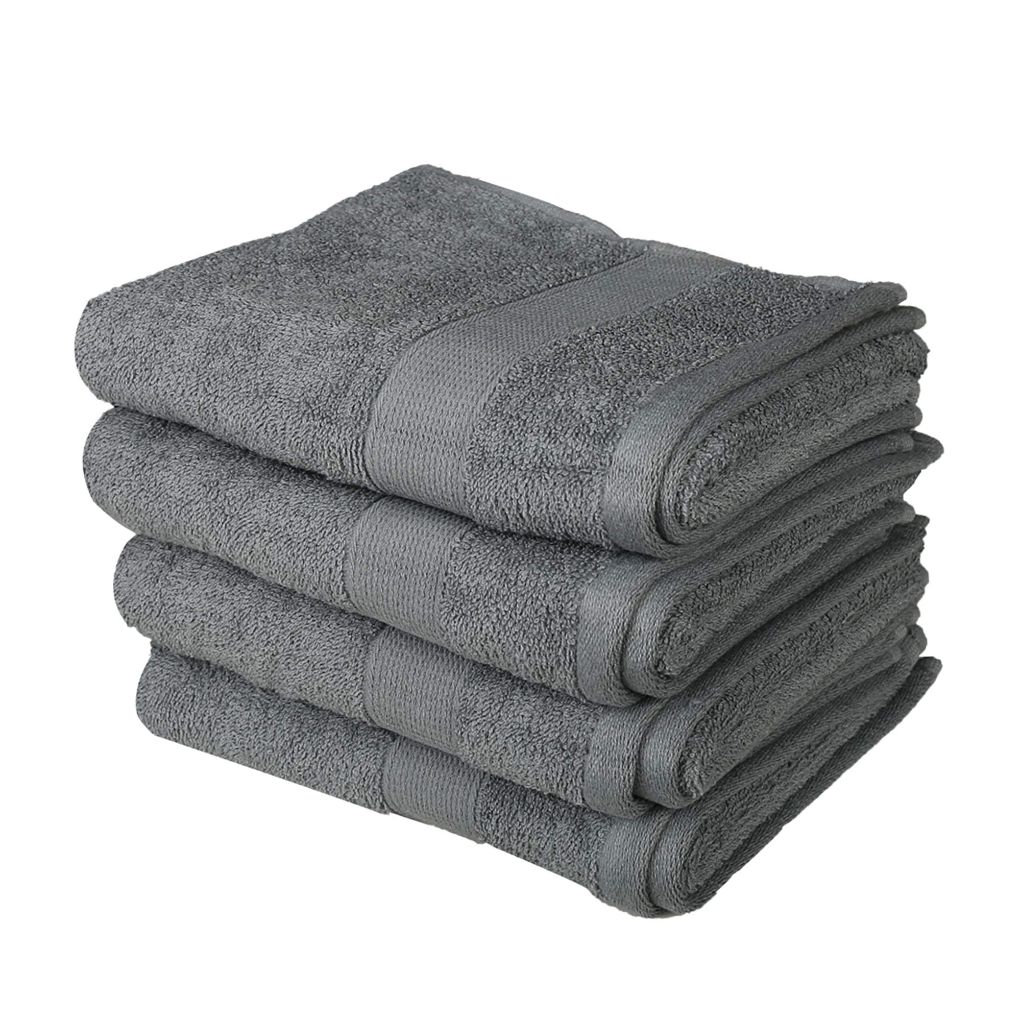 RAJRANG Cotton Hand Towels – Highly Absorbent Lightweight Bathroom Towels, Soft Grey Spa Hand Towel Pack, Set of 4, 28×16"
