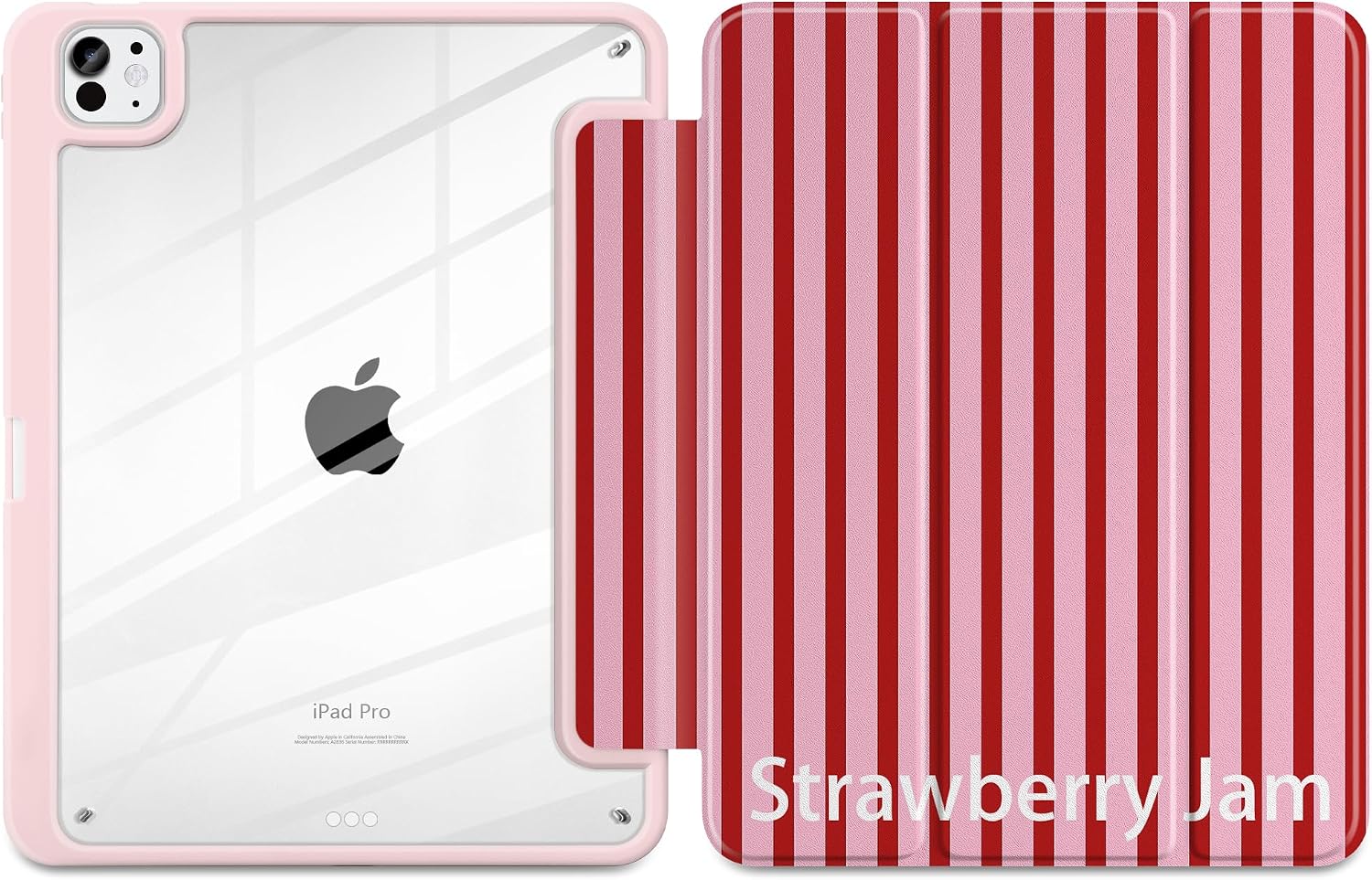 Case for iPad Pro 11 inch M5 2025/M4 2024, Red Pink Striped image 3