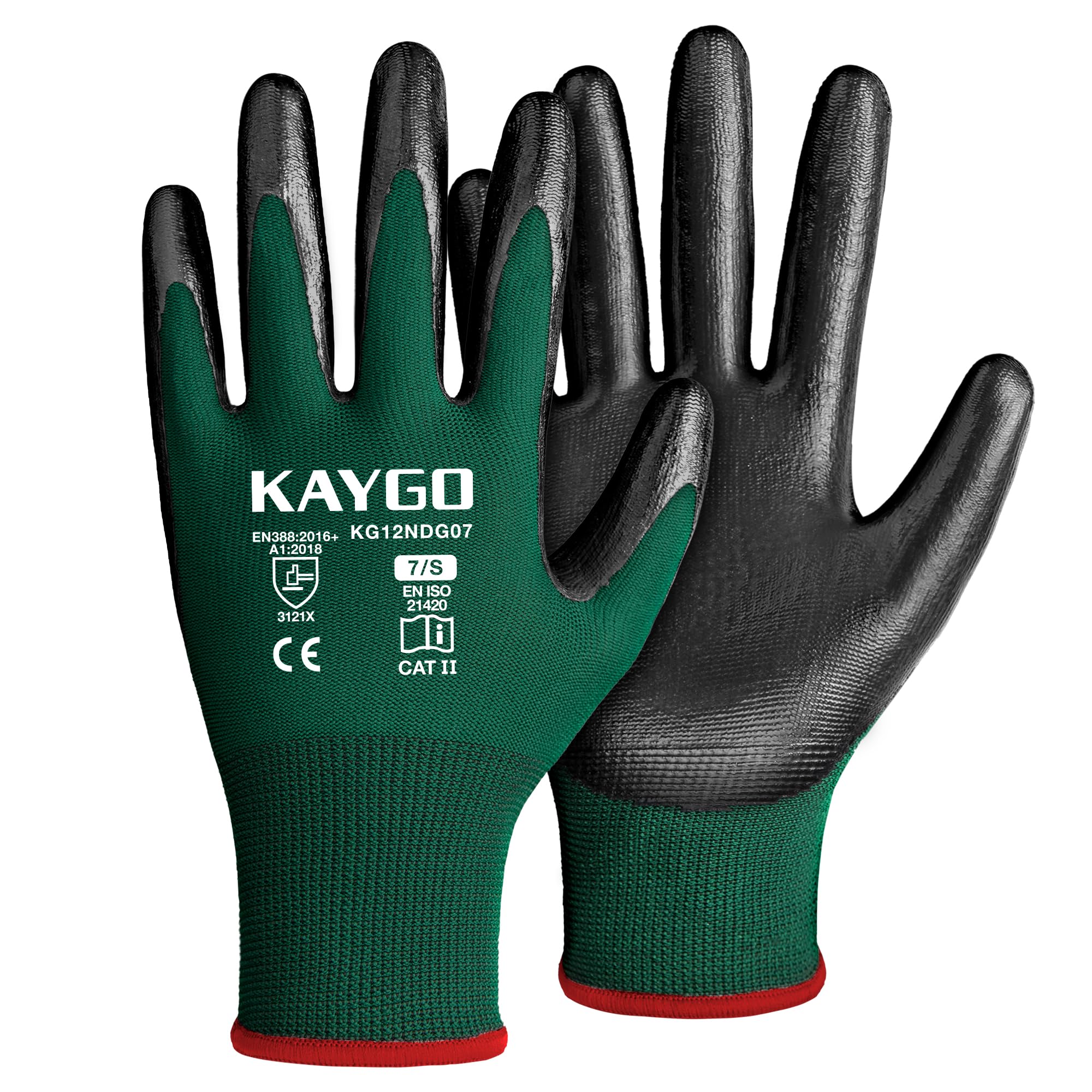 KAYGO Safety Work Gloves Nitrile Coated, Good Grip and Dexterity