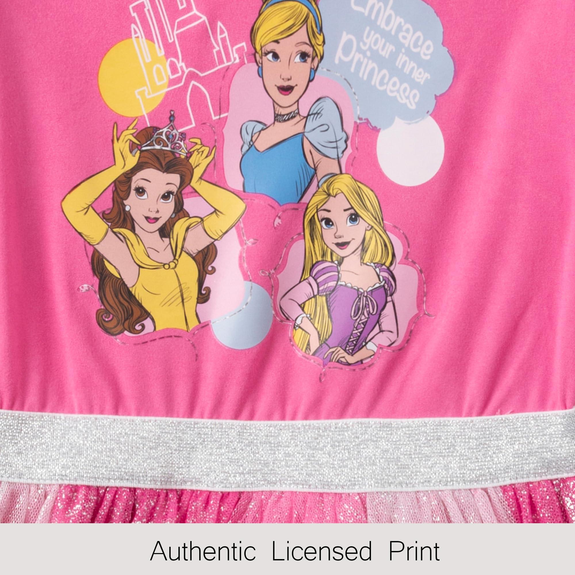 Disney Prinzessin Cinderella, Belle und Rapunzel Mädchen Langarm Kleid für Kleinkinder und große Kinder - Rosa