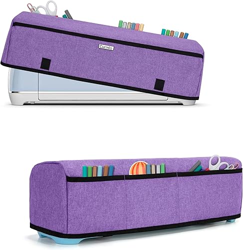 CURMIO Cubierta antipolvo compatible con Cricut Explore Air (Air 2) y Maker, cubierta troquelada con 3 bolsillos traseros para herramientas y