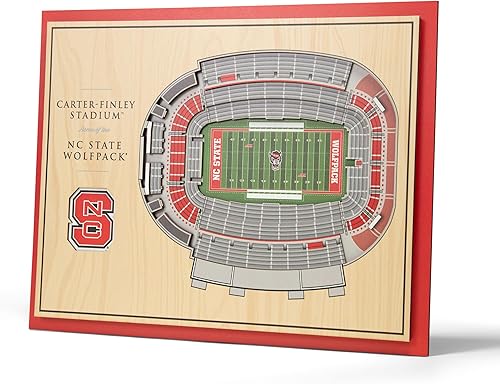 YouTheFan NCAA NC State Wolfpack Arte de Pared 3D StadiumView de 5 Capas - Estadio Carter-Finley