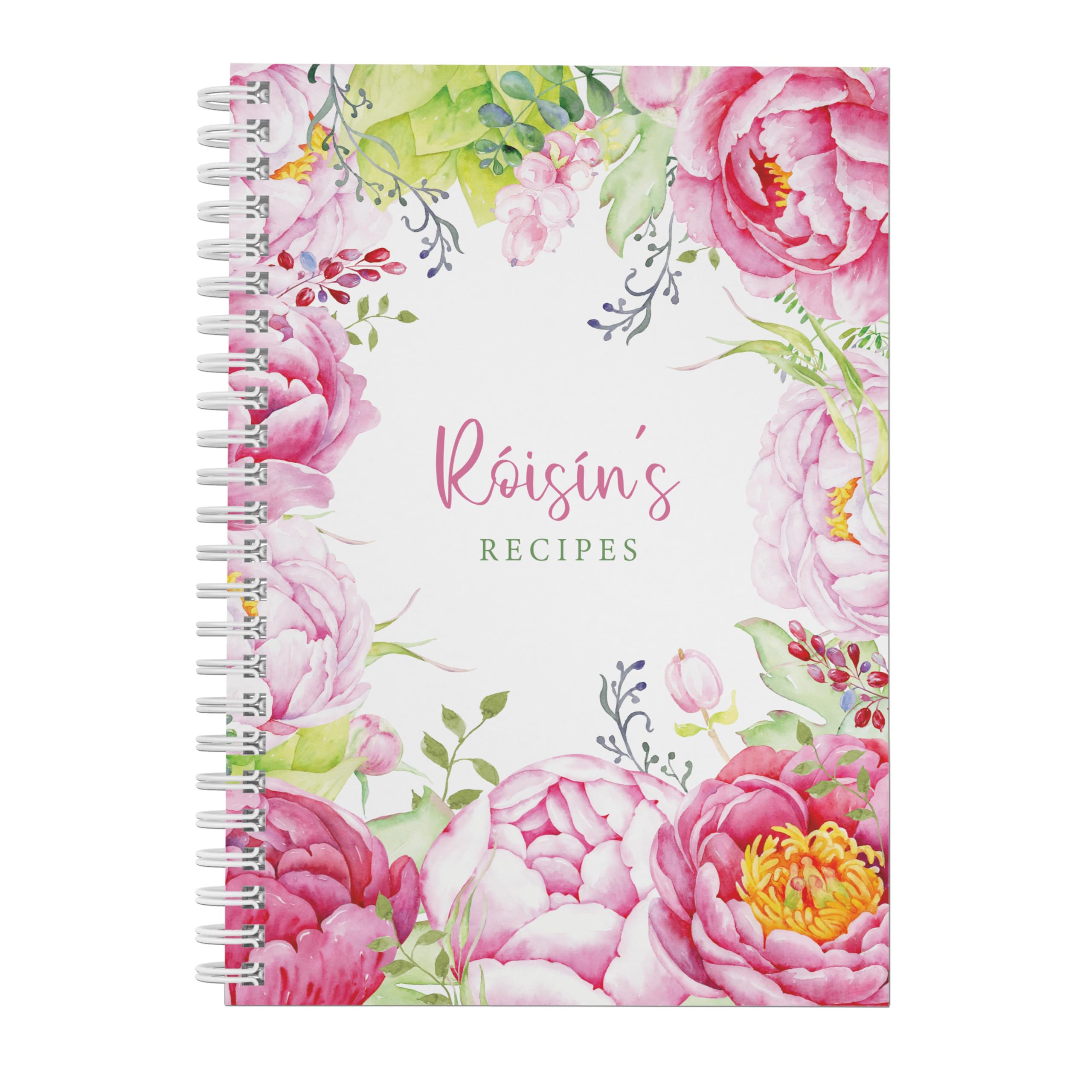 Personalised Recipe Notebook Peonies Recipe Log, Foodie Present, A5, A4, Gift