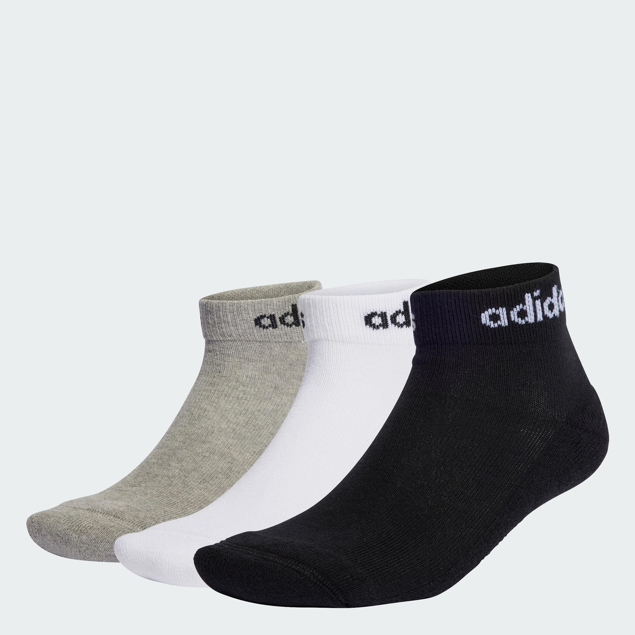 adidas Unisex adulto Linear Ankle Cushioned Socks 3 Pairs, Medium Grey Heather / White / Black, 37-​40