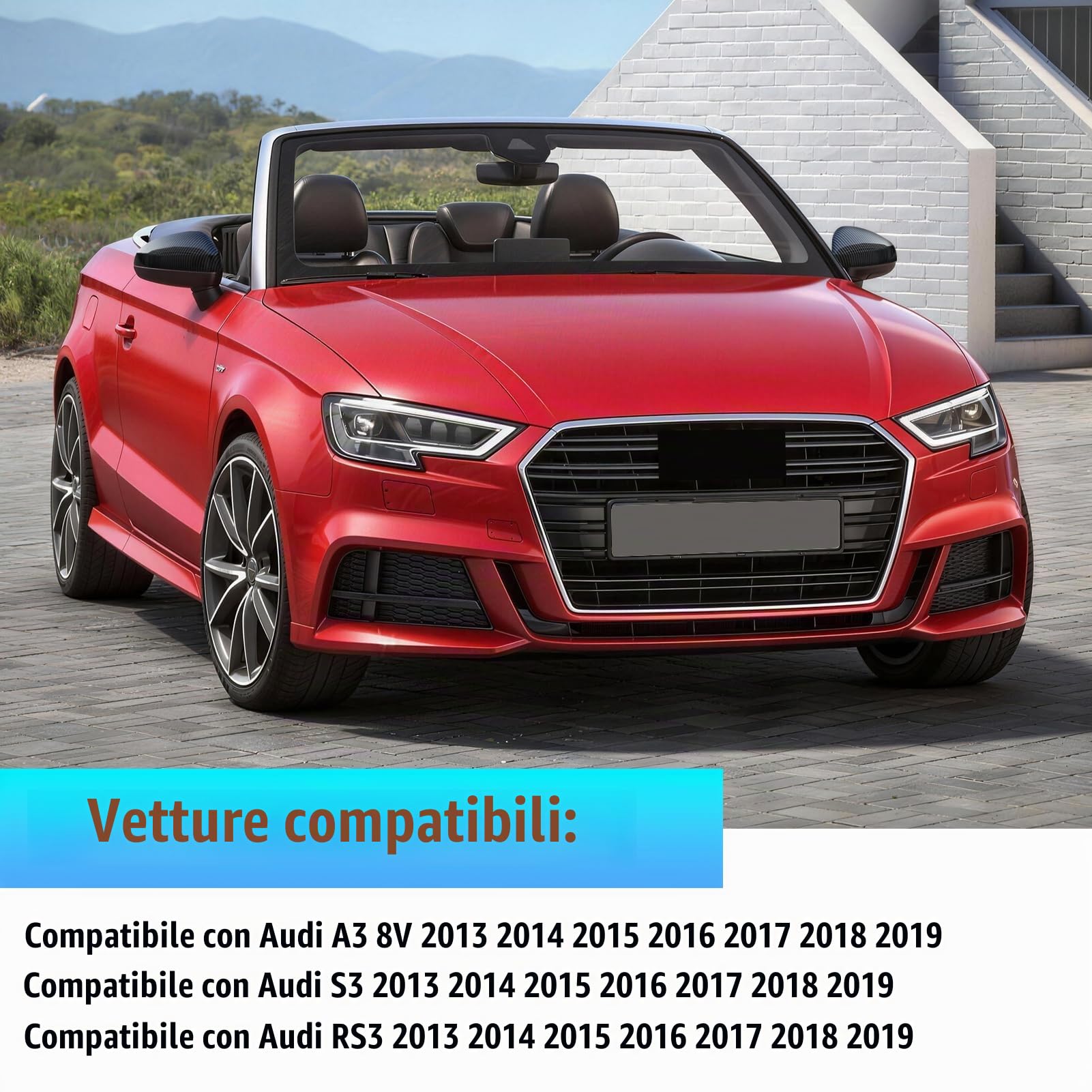 TTCR-II 2PCS Compatibile con Copri Specchietti Audi A3/8V/S3/RS3 2013-2019 | Sinistra+Destra Copertura Specchietti Retrovisore A3/8V/S3/RS3 2013 2014 2015 2016 2017 2018 2019 Tappi Specchietti-Carbonio