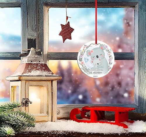 Miniatura 3 de Koala - Adorno de Navidad para mamá y bebé, adorno floral para la primera Navidad, adornos de cerámica para árbol de Navidad, adornos de Navidad