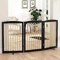Vista 8 de Puerta independiente para mascotas para perros, puerta plegable de madera para perros, barrera interior para mascotas para escaleras, puertas, patas