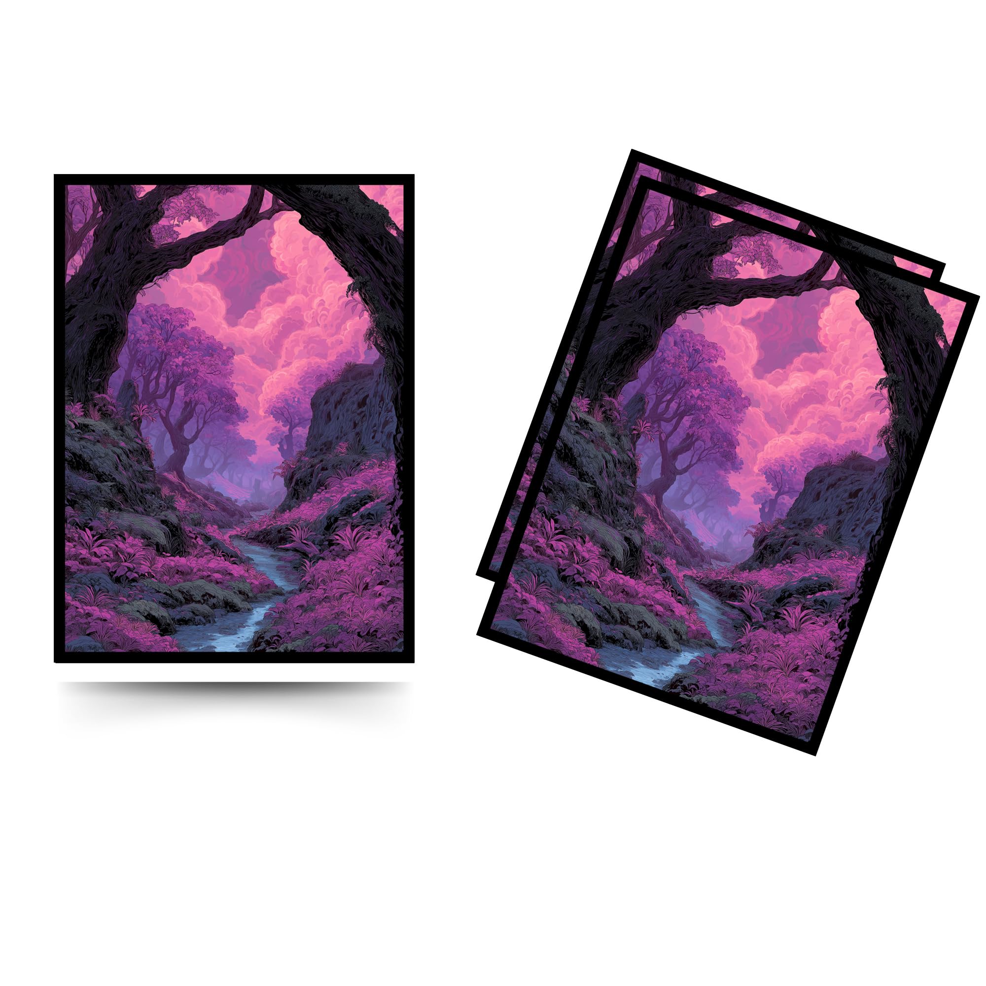 Trading Card Sleeves – 100 Count – Glossy Art Back & Clear Front (66 x 92 mm) – Fits Standard Cards, MTG, Sports & Collector Decks - Whispering Wilds