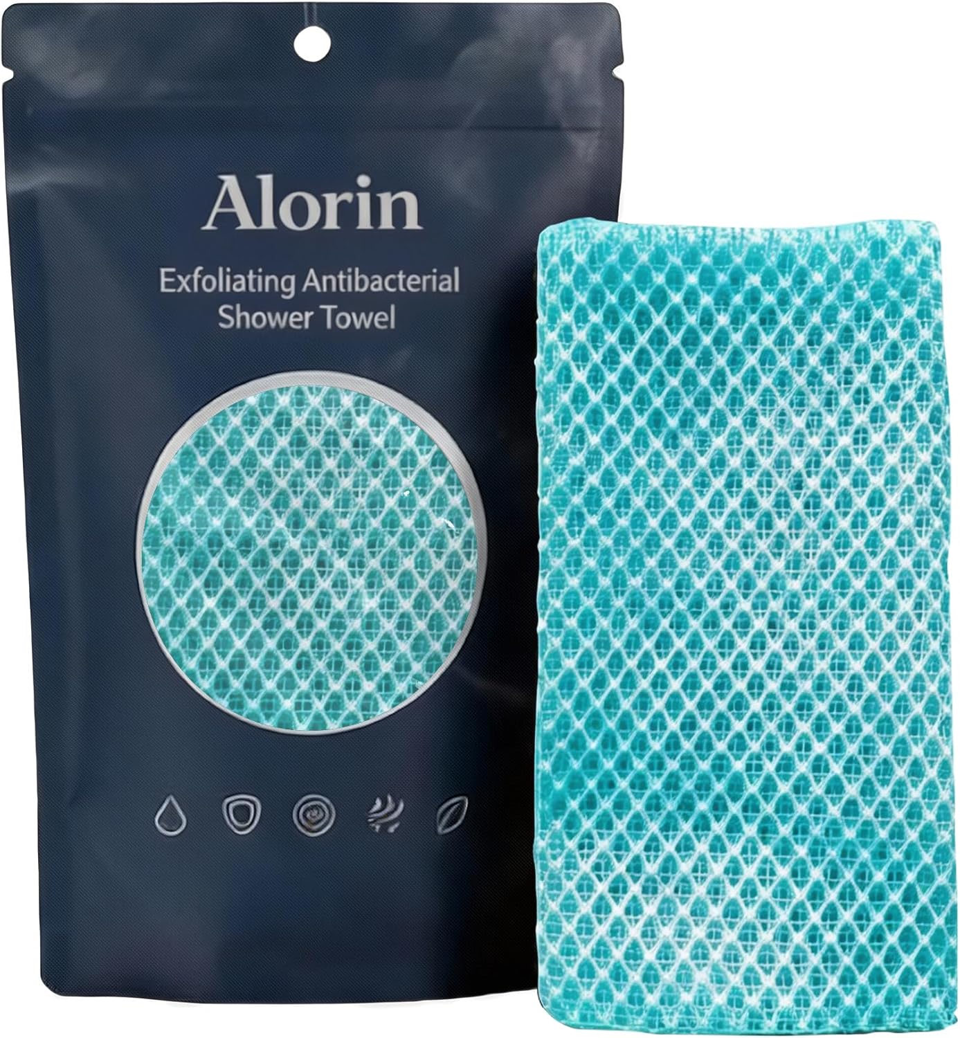 Alorin Shower Towel, Upgraded Alorin 3-in-1 Exfoliating Towel for Skin Care, Quick-Dry Washcloth with Long-Length Design, Deep Clean for All Skin Types, Premium Scrub Wash Cloth (3, Blue)
