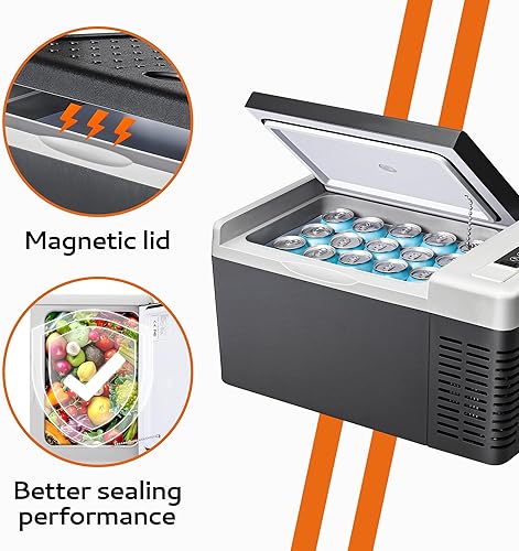 Miniatura 5 de Refrigerador portátil de coche de 12 voltios y 19 cuartos (18 litros), enfriador de automóvil de -4 ℉ ~ 60 ℉, enfriador de compresor eléctrico de