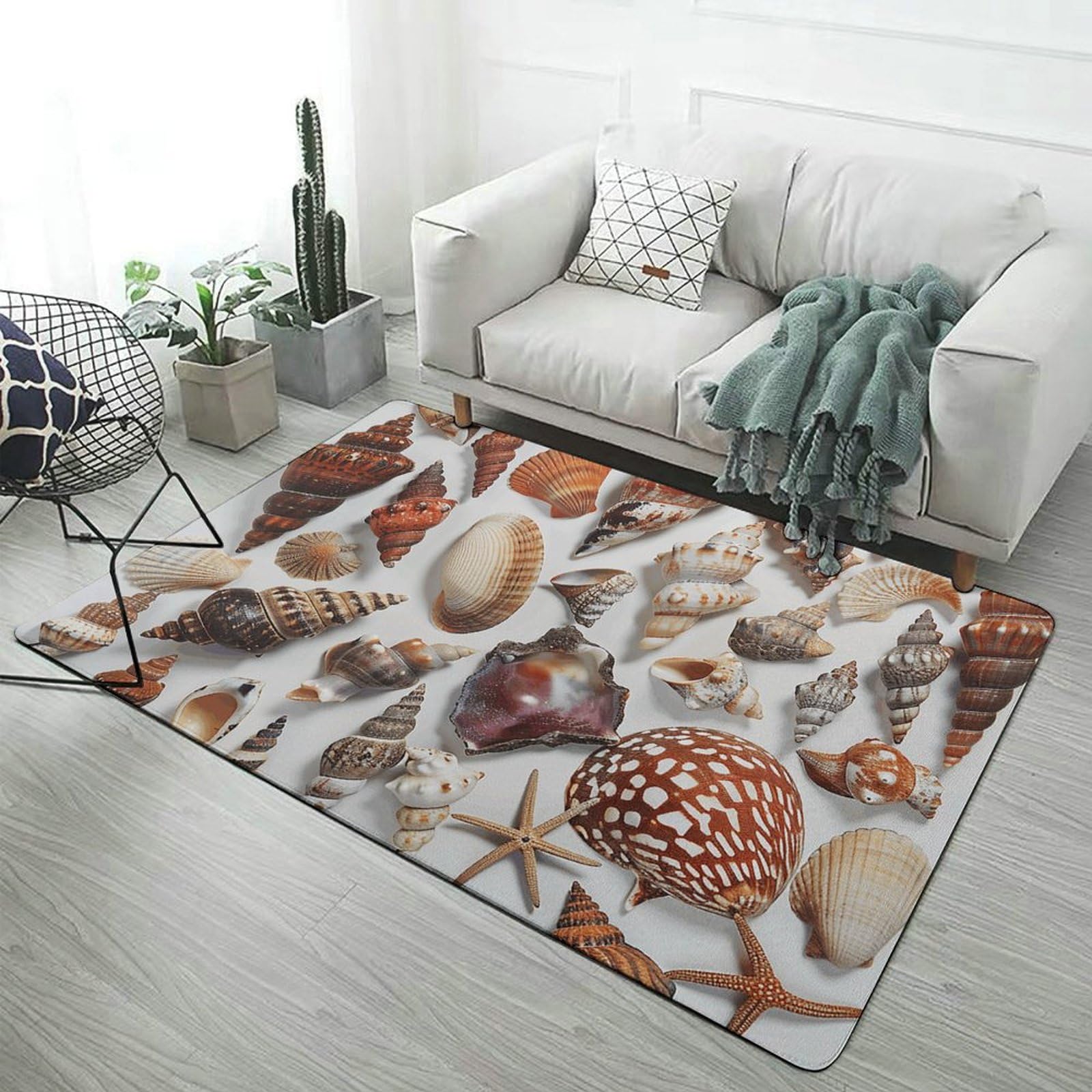 Tapis de sol absorbant douceur océanique grand tapis d'intérieur déco coquillages