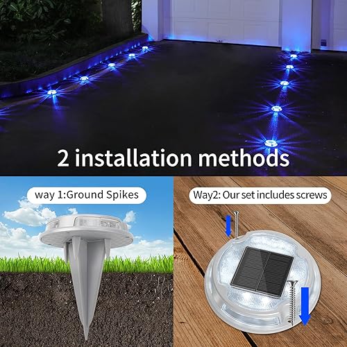 Miniatura 2 de VOLISUN Luces solares para cubierta de entrada, luces marinas para muelle, paquete de 12 luces solares de tierra de 2 colores en 1 LED, impermeable,