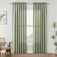 Vista 36 de Guken - Cortinas de lino negro de 108 pulgadas de largo para sala de estar, dormitorio, juego de 2 paneles, bolsillo para barra, cortinas