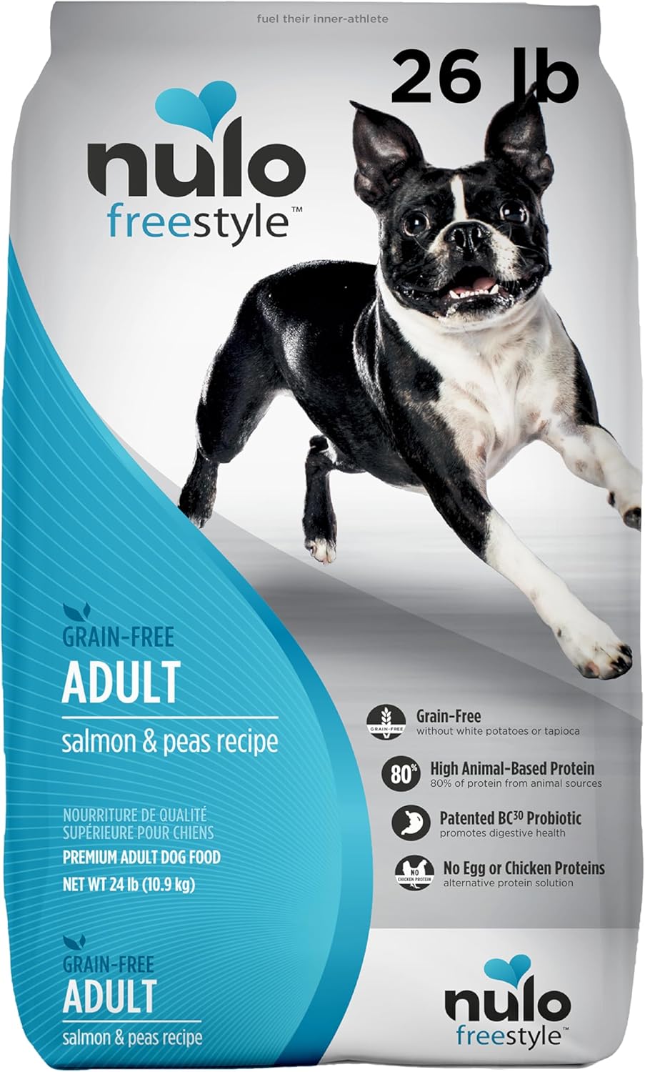 Nulo Freestyle Adult Dog Food, Premium All Natural Grain-Free Dry Small Kibble Dog Food, with BC30 Probiotic for Healthy Digestion, and High Animal-Based Protein with no Chicken or Egg Alternatives Salmon & Peas 416 Fl Oz (Pack of 1)