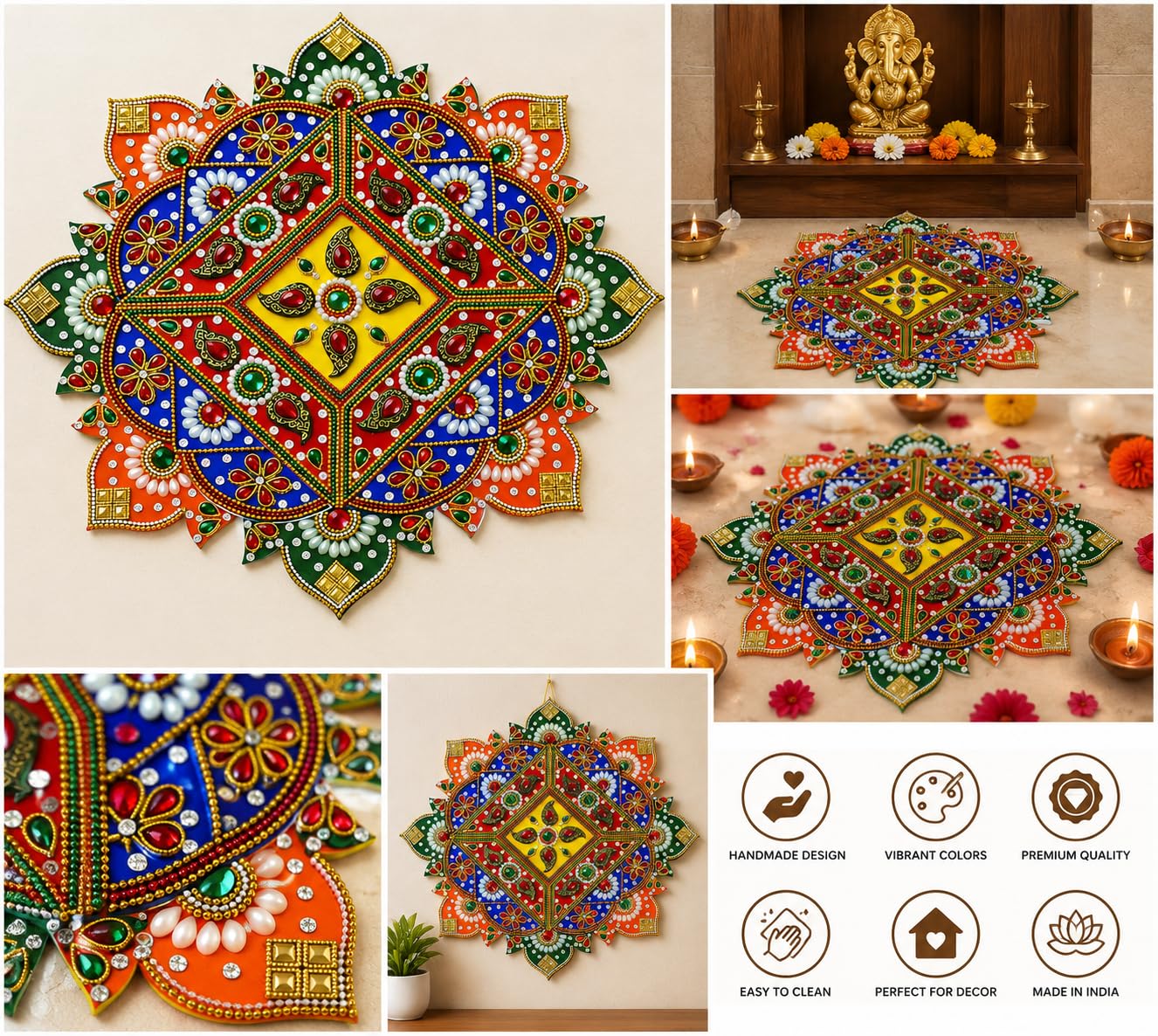 Colorful Acrylic Rangoli - Diwali Decoration -4