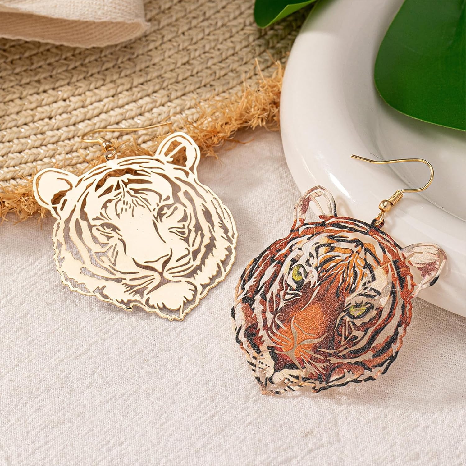 Tiger Earrings for Women Game Day Football Team Spirit Earrings Leopard Hollow Tiger Head Earrings Personality Animal Jewelry for Women - Image 4
