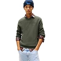 Tommy Jeans Uomo Pullover Sweater Slim Fit, Verde (Pewter Green)