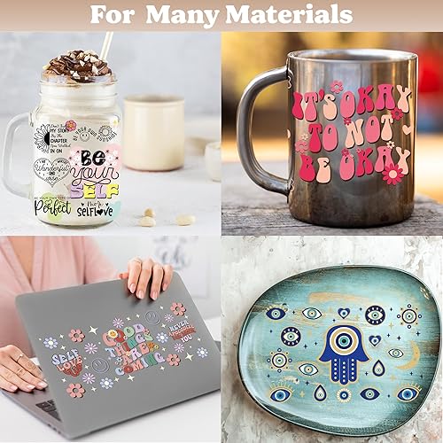 Miniatura 4 de UV DTF - Transferencia de vaso de vidrio de 16 onzas, se puede frotar en la transferencia para manualidades, calcomanías de taza, 9 hojas