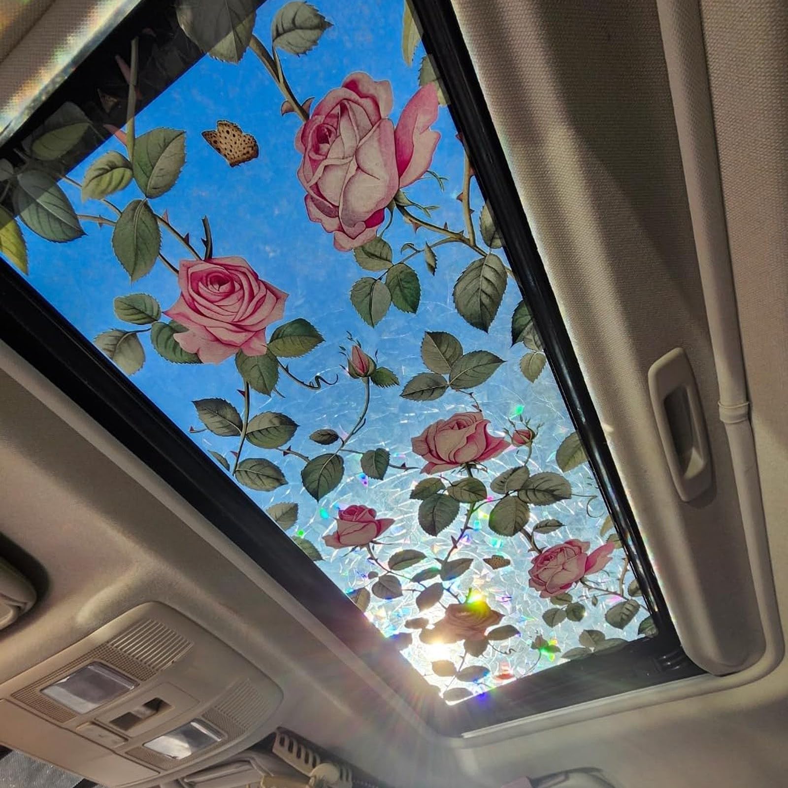 Alvorox Rose Window Privacy Film For Glass Windows, 45X90cm Window Clings Floral Glass Film For Home Kitchen Bathroom Bedroom Car Sunroof