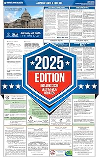 Wall Art Impact 2025 Arizona State & Federal Labor Law Poster [Space-Saving All-in-One Design. Laminated-Spanish]