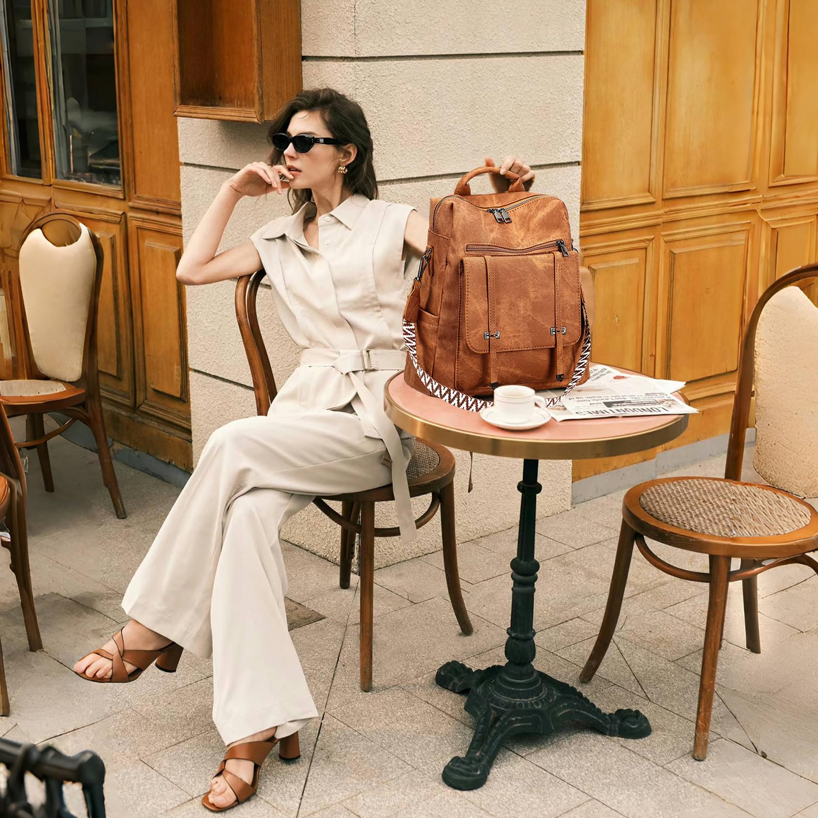 Leathario Zaino Donna in Pelle Vegana Impermeabile Antifurto,Borsa Elegante 3-in-1,Zaino da Lavoro, Viaggio e Uso Quotidiano