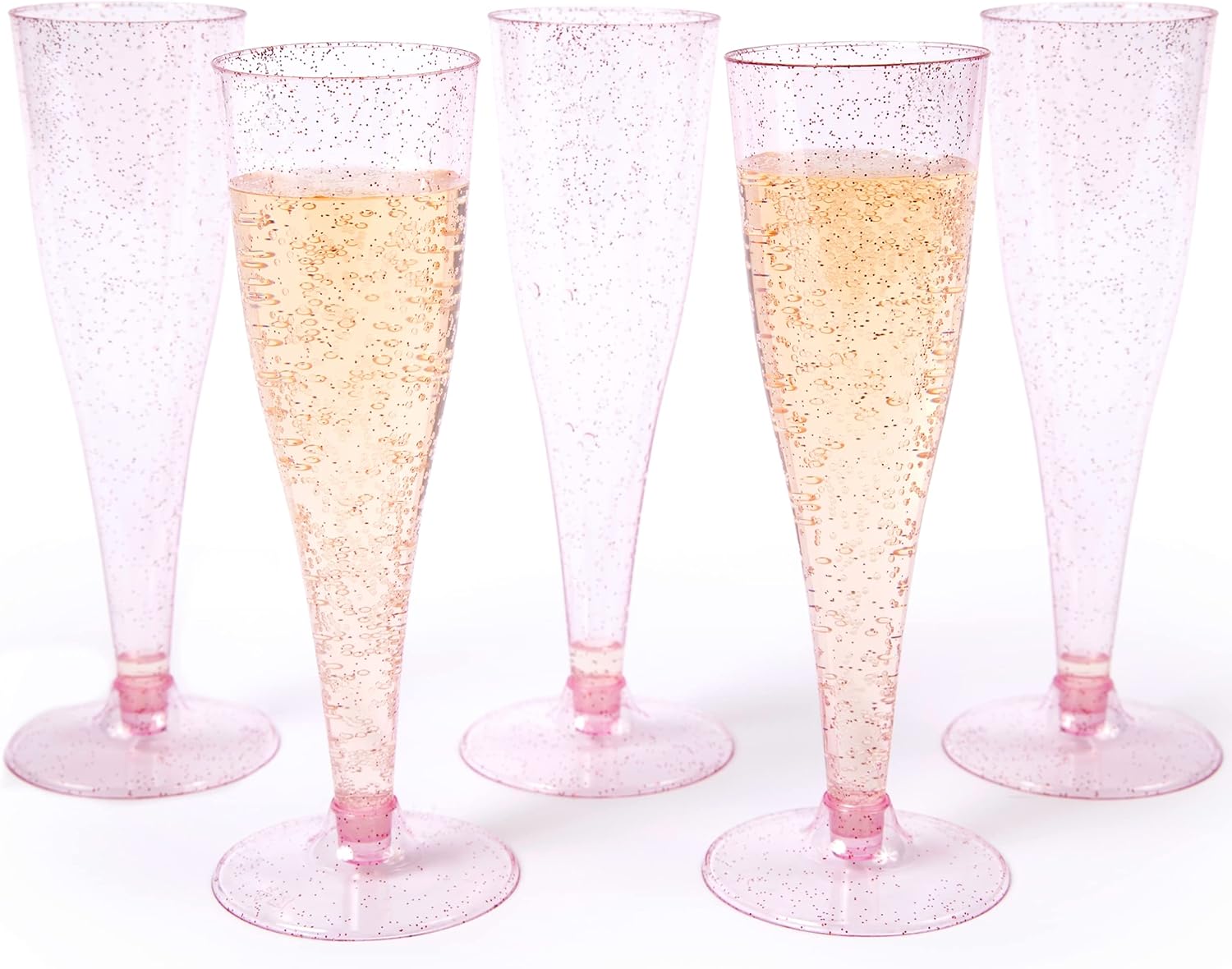 Prestee 24 Champagne Flutes Plastic Disposable Champagne Flute Rose