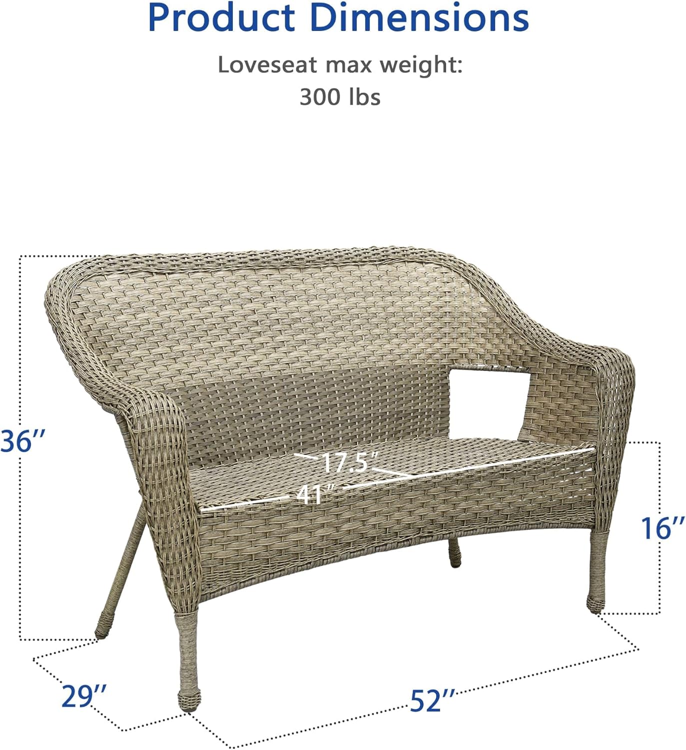 Jeco Grey Resin Wicker Clark Loveseat