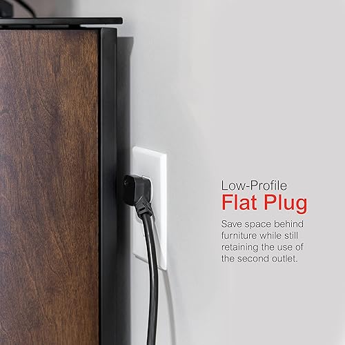 Miniatura 3 de GE Pro 45170 Protector de sobretensión, cable de extensión de 2 pies, 620 julios, enchufe plano, disyuntor integrado, montaje en pared,