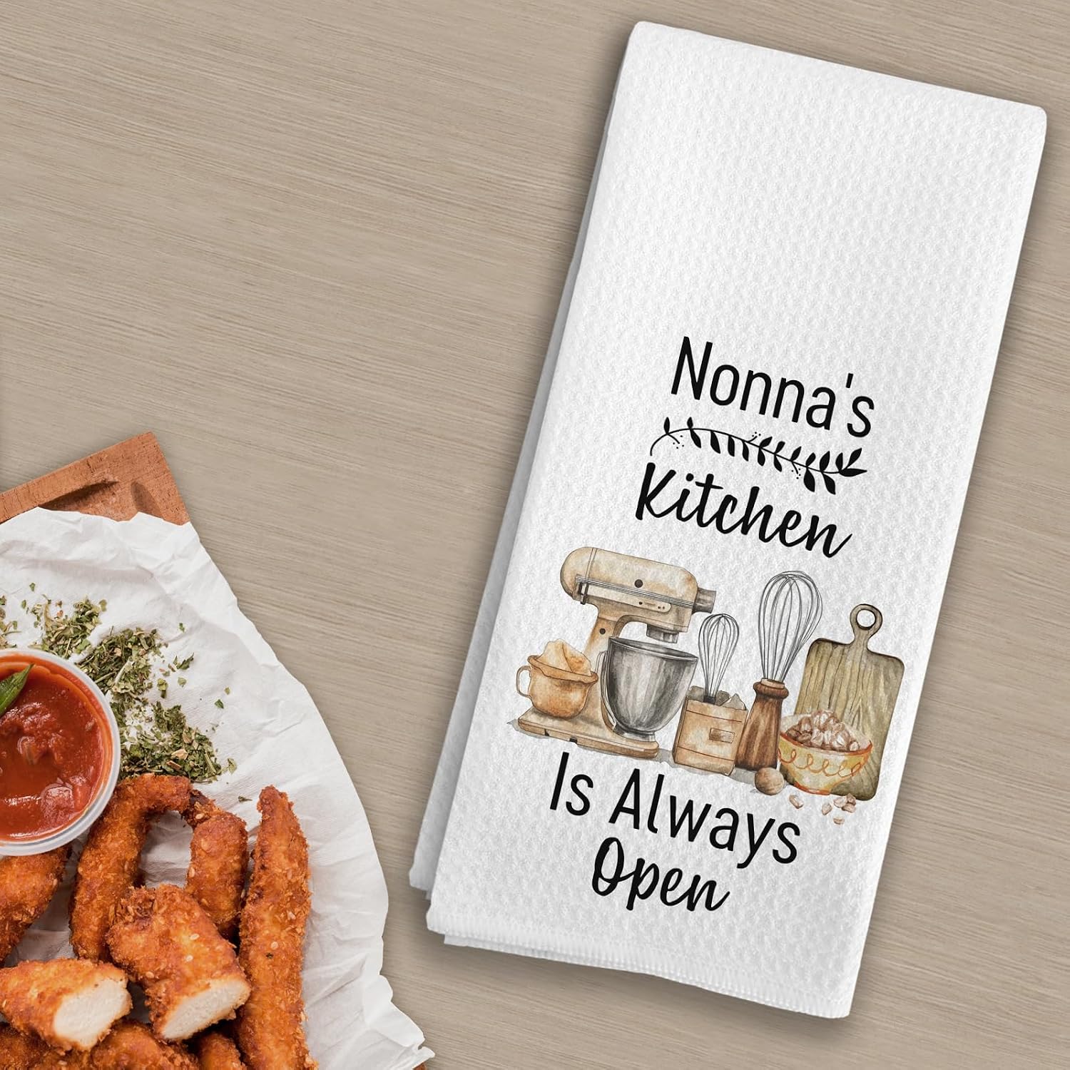 Nonna Gifts Kitchen Towels, Best Grandma Mother's Day Birthday Gifts from Grandkids Grandson Granddaughter Dish Tea Towels, Nonna's Kitchen is Always Open Decorative Hand Towels, 16X24In