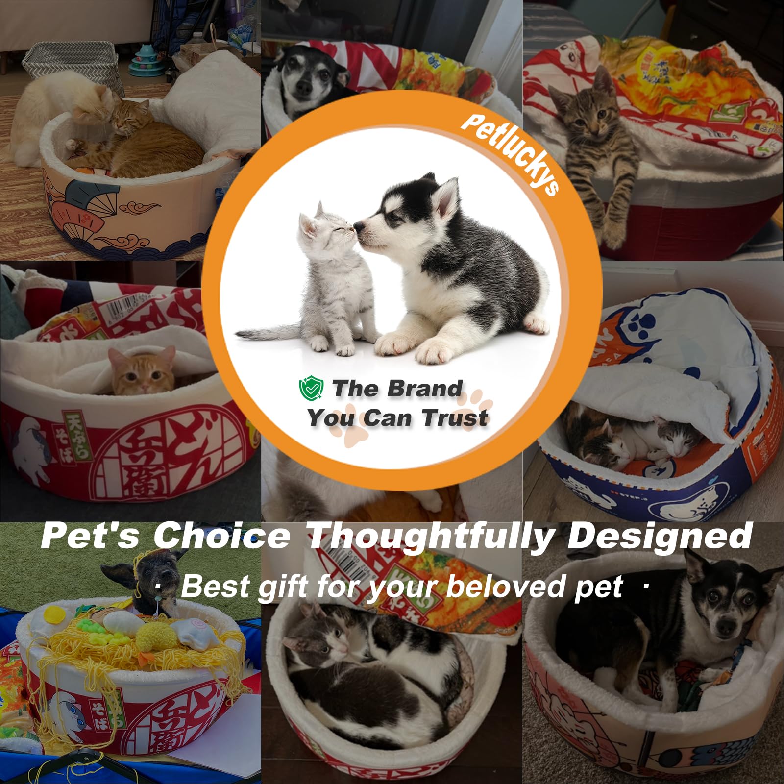 ?? Ramen Noodle Dog & Cat Bed,Keep Warm and Super Soft Creative Pet Nest for Indoor Cats,Removable Washable Cushion for Small Medium Large Dogs and Cats
