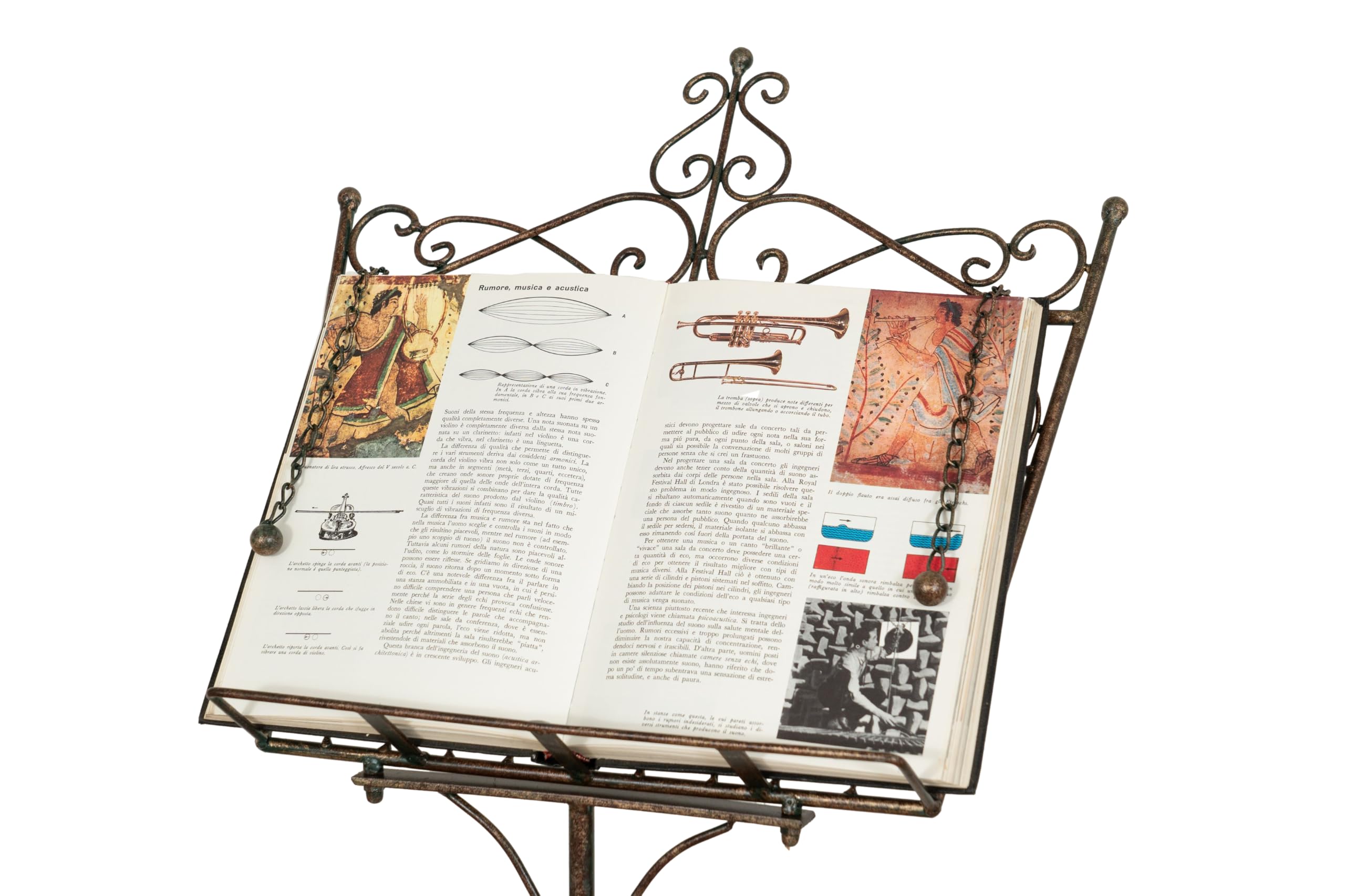 Biscottini Atril musical de hierro forjado de suelo, 85 x 46 x 140 cm (largo x ancho x alto) – Atril para menús – Caballete expositor publicitario plegable – Portamenu restaurante – Atril para libros