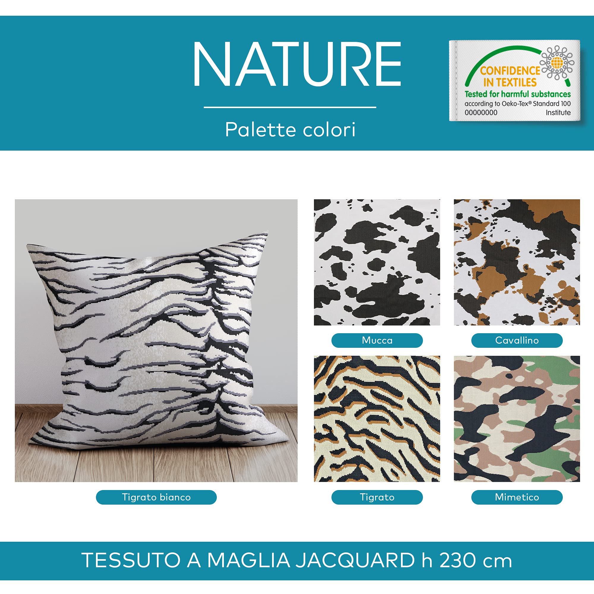 DESHOME Nature - Tela de punto jacquard elástica de 230 cm de altura por metro (tejido jacquard, 10 metros)