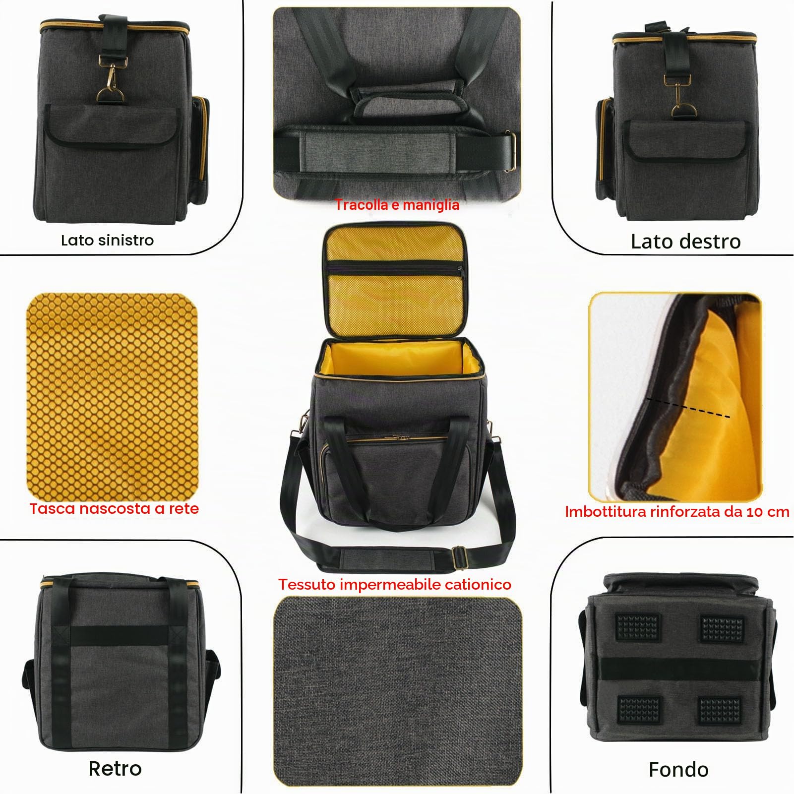 Borsa per il Trasporto di Dischi, Custodia in Vinile Porta con Imbottitura Spessa Divisori Rimovibili per Dischi da 7 10 12 Pollici DJ Travel