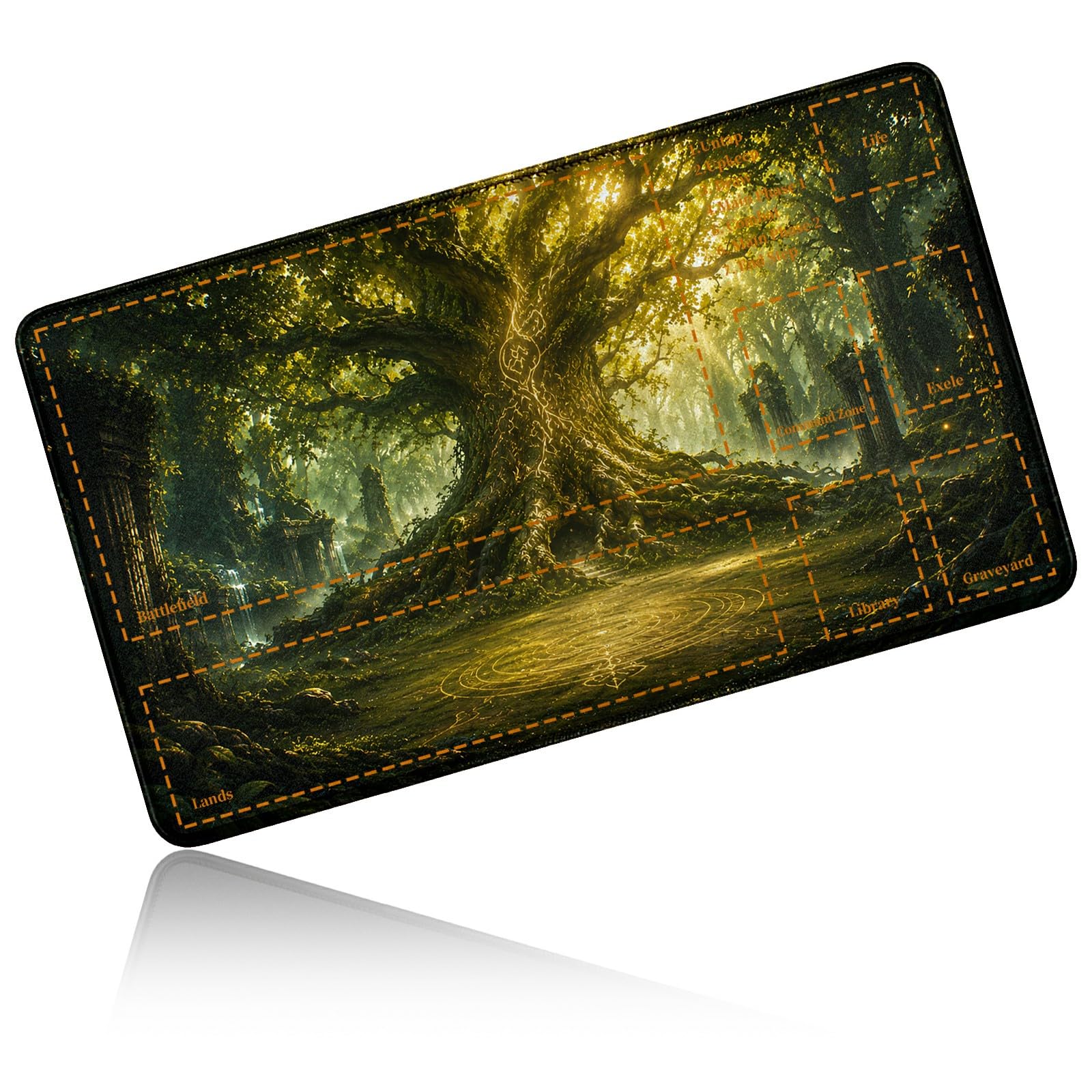 Dikoer for MTG/TCG Playmat w/Zones Commander Deck Gaming Mat, Forest Trees