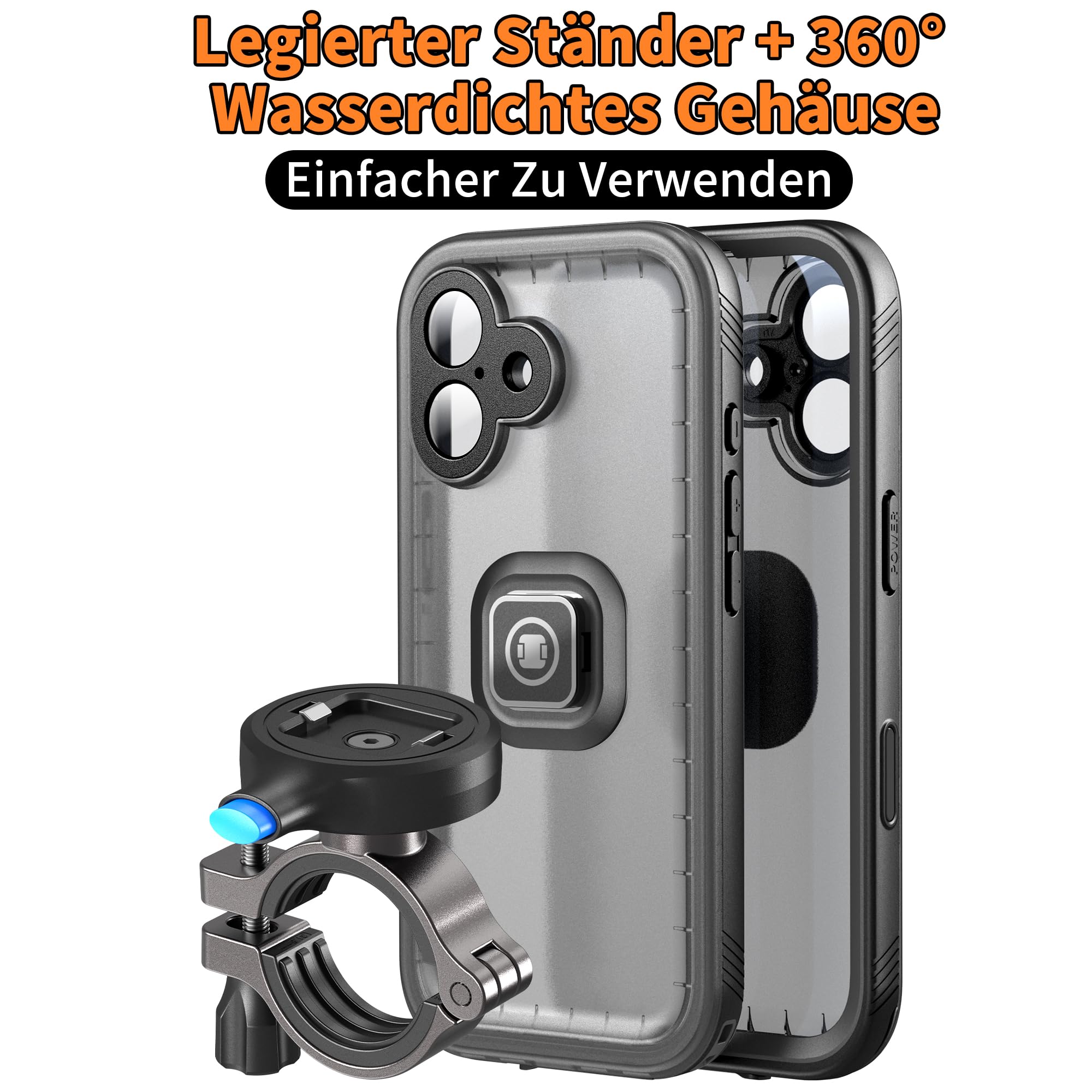 Cozycase 1S-Knopf Wasserdicht Handyhalterung Fahrrad Für iPhone 17 | Anti-Diebstahl Hülle Handy Halter Motorrad Lenker Rennrad Mtb Ebike Bike Phone Holder Mount Fahrradhalterung IP68 Waterproof